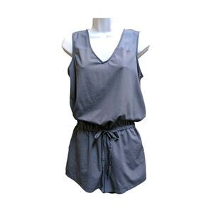 Banana Republic Silky Gray Romper Sz 4 S Brunch Travel Lightweight Minimalist